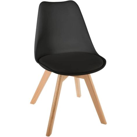 Créateur d'Intérieur Chaise Baya en plastique jaune et hêtre – Salle à manger, cuisine, bureau, salon – Coussin intégré confortable (1/4)