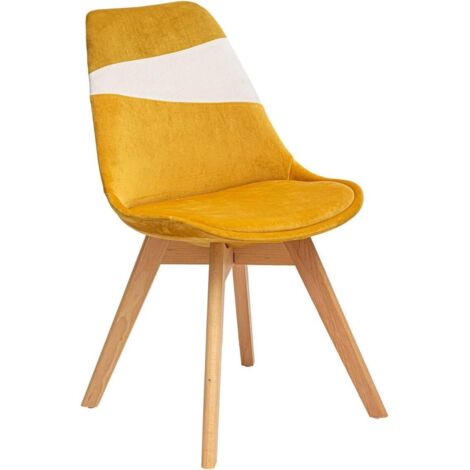Créateur d'Intérieur Chaise Baya en plastique jaune et hêtre – Salle à manger, cuisine, bureau, salon – Coussin intégré confortable (1/5)