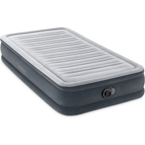 Intex 67766ND - Materasso Dura-Beam Comfort Plush Singolo Con Pompa Elettrica Incorporata, 99x191x33cm, Gris. (1/5)