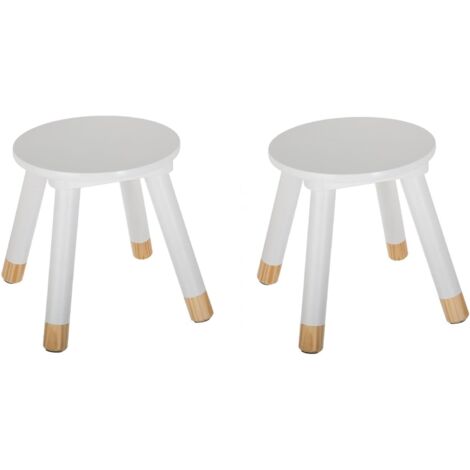 Tabourets pour enfants, lot de 2, blancs