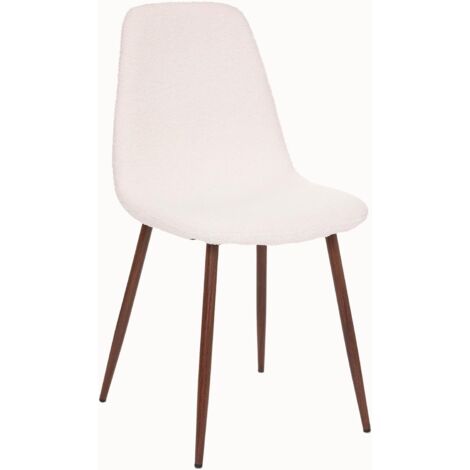 Fauteuil rembourré – Pieds imitation noyer – Blanc (1/4)
