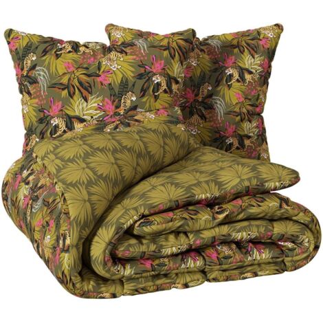 Parure de lit imprimée Tropical Boudoir 240 x 220 cm Vert kaki (1/3)