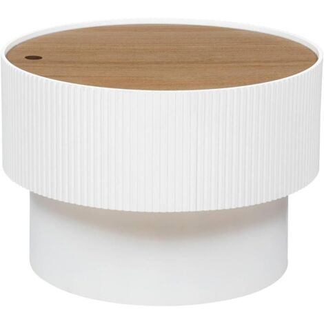 Table basse Enola en placage frêne, diamètre 55 cm, blanche (1/4)