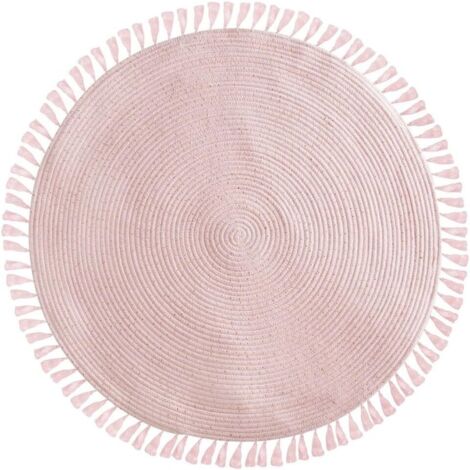 Tapis à franges roses CREATEUR D'INTERIEUR avec lurex doré intégré 90 cm (1/4)