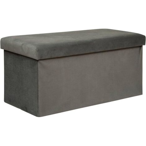 Pouf pliable double Lilou velours 76 x 38 cm gris (1/5)
