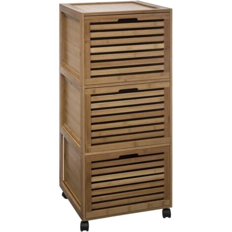 Armoire colonne en bambou Sicela 5 five simply smart avec 3 tiroirs (1/5)