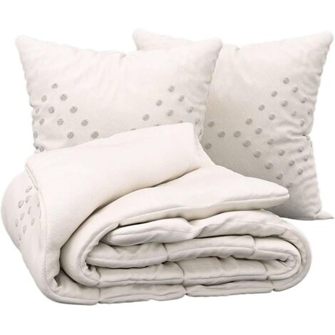 Linge de lit en coton lavé tufté 240 x 220 cm ivoire (1/5)