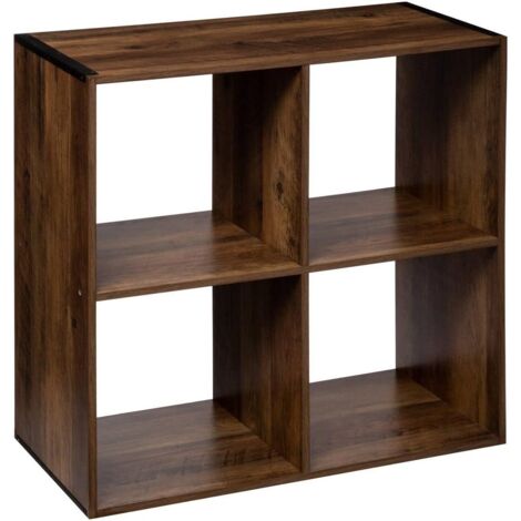 Étagère industrielle en bois à cinq compartiments, couleur marron, hauteur 67,5 cm (1/5)
