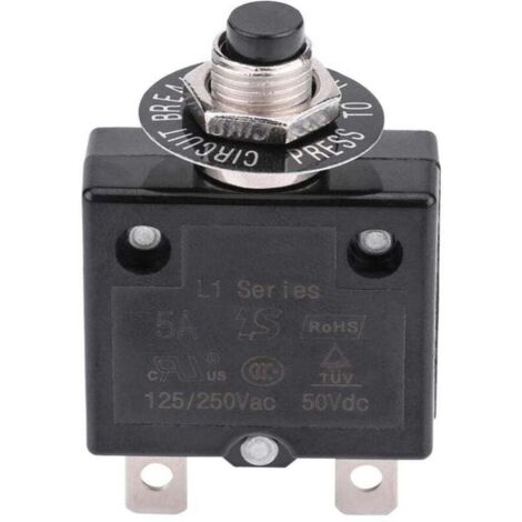 Disjoncteur Interrupteur thermique de réinitialisation, 125-250V AC 50V DC Disjoncteur à bouton-poussoir de protection contre les surcharges de courant(18 ampères)