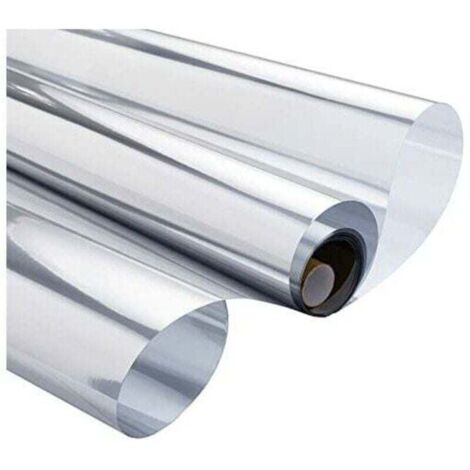 Film fenetre Anti Regard Film Miroir Fenêtre sans Tain Film Anti Chaleur Anti UV Électrostatique Protection de la Vie Privée Film Miroir pour Fenetre de Bureau Maison Magasin 60×400CM Argent (1/4)