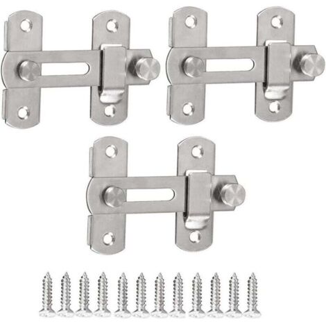 3 pièces Loquet à Angle Droit, Verrou de Sécurité pour Porte Coulissante et Cage d'Animaux (1/4)