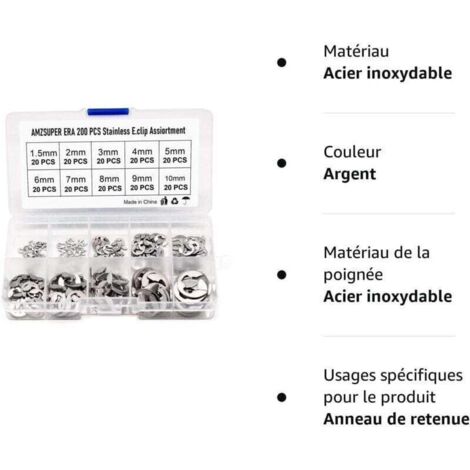 300 Pièces E-Clip Assortis Métriques 1,5-22 Mm Oxyde Noir - Acier Carbone Qualité Pro