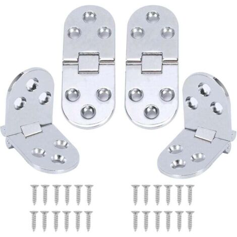 4Pcs Charnières Pliantes en Alliage de Zinc, 180 Degrés pour Table et Cabinet, Invisible avec Vis - Argent (1/4)