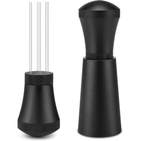 Outil de distribution d'expresso 7 aiguilles, Distributeur d'aiguilles à Café, agitateur de poudre d'expresso, Espresso Distribution Tools, Espresso Coffee Stirrer, Distributeur d'aiguilles, Noir (1/4)