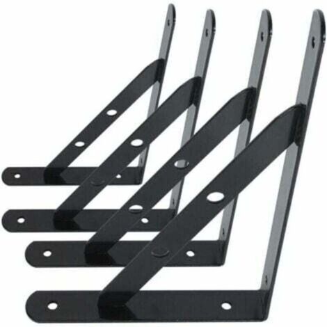 Equerres Etageres Murale, 4 Packs Supports Équerre D'étagère Fixation,Cadre Flottant de Supports Triangulaires de 90 Degrés en Métal Charge Lourde, Noir 13Treize, (1/3)
