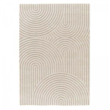 Tapis salon et chambre 80x150 beige rectangle tissé motif simple RIVIERA 1 (1/4)