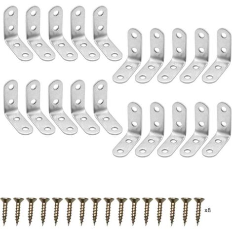 20 Pièces Équerres de Fixation en Acier Inoxydable, Connecteurs d'Angle à 90 Degrés avec Vis (404016mm) (1/4)