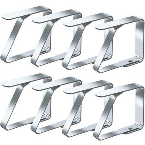 Lot de 8 pinces à nappe en acier inoxydable pour tables de 1 à 3 cm d'épaisseur (lot de 8, 4 cm) (1/4)