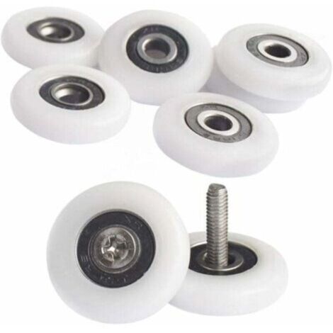 Lot de 8 Poulies de Douche 25mm pour Porte de Cabine - Roulettes de Remplissage avec Vis Incluses - Compatible avec la Plupart des Modèles de Portes de Douche