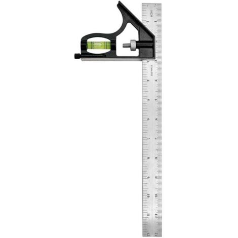 Équerre combinée de 30,5 cm, marquage de 45 à 90 degrés, outils de mesure de menuiserie, ensemble d'équerre combiné, règle en métal, équerre en T (1/4)