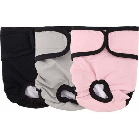 Lot de 3 Couche pour Chien,(L)Couches Chien Lavable Couches réutilisables pour Chien Lavables Culotte pour Chien Femelle Serviettes Hygiéniques de Chien pour Différents Types de Chiens (1/4)