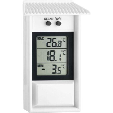 Blanc thermomètre numérique , 30.1053, résistant aux intempéries, utilisable à l'intérieur ou à l'extérieur (1/4)