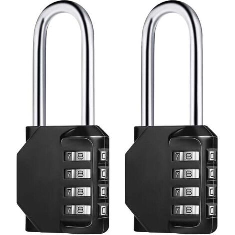2 Pcs (Noir) Cadenas Code 4 Chiffres Long, Alliage de Zinc Cadenas à Combinaison Antirouille Cadenas Casier Code pour Placard Gym Garage (1/4)