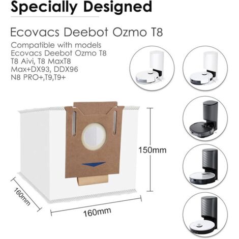 Lot De 6 Sacs à Poussière Compatibles ECOVACS DEEBOT T8 / T8 AIVI / T9 / N8 Pro – Grande Capacité & Anti-poussière Efficace