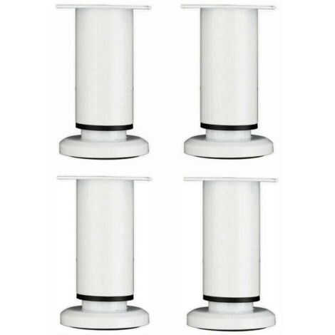 4 Pièces Pieds de Meubles Réglables 12cm Blanc Jambe de Table Rond en Métal pour Canapé Armoire Lit avec Vis (1/4)
