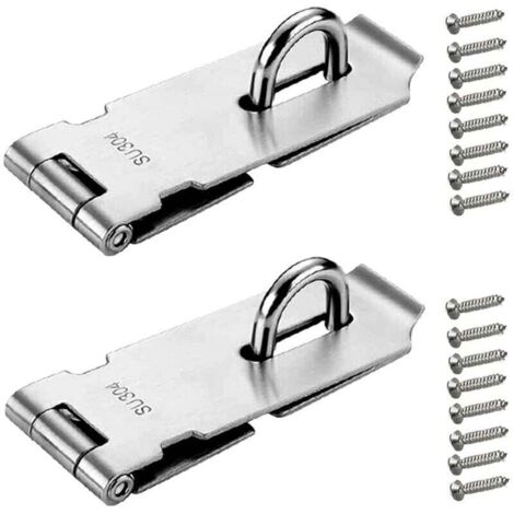 2 Pièces Loquet de Cadenas 4 Pouces - Argenté Acier Inoxydable Verrou de Porte Cadenas avec Vis pour Meubles Armoire Tiroir (1/4)