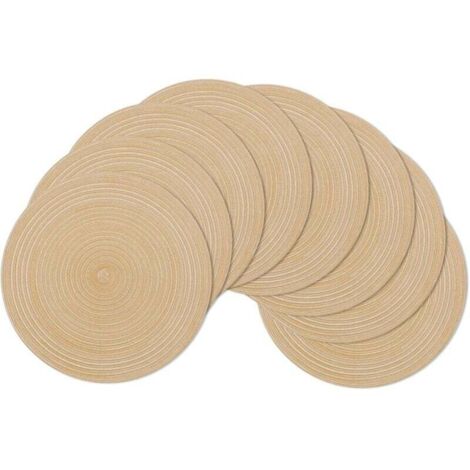 Set de Table, Lot de 6 , Kaki 38x38cmSet de Table Rond Tressé Lavable Napperons Résistantes à la Chaleur pour Table de Salle à Manger (1/4)