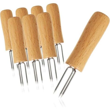 COM-FOUR® Lot De 16 Brochettes Pour Maïs En Épi – Broches Inox Antirouille Réutilisables – Accessoires BBQ, Grillades Et Cuisine