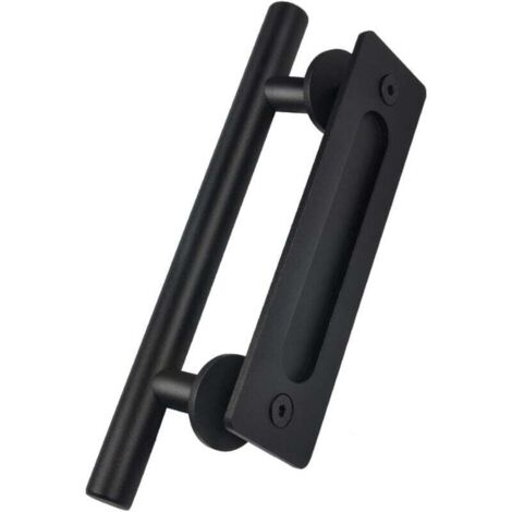 Poignée de porte coulissante en acier au carbone noir 300 mm Poignée de porte antique pour armoire de cuisine Chambre (1/4)