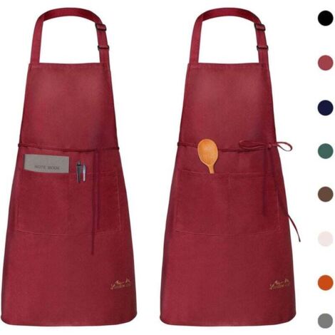 Tabliers de Cuisine Etanche,Tablier Réglable avec Poches pour Cuisine Familial,Restaurant,Jardin,Barbecue 2 Pack (1/4)