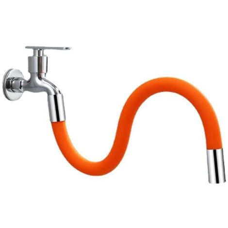 50 cm Tube Rallonge Robinet Extension Universelle - RéGulateur Jet Flexible - MalléAble Librement Pliable Tuyau Silicone Cuisine Salle Bain éVier PulvéRisateur Moulable 360 ° Orange (1/4)