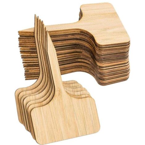 50pcs étiquettes de plantes en bambou, étiquettes de plantes en bois en forme de T marqueurs de jardin pour pots de graines herbes fleurs légumes (6 x 10 cm)