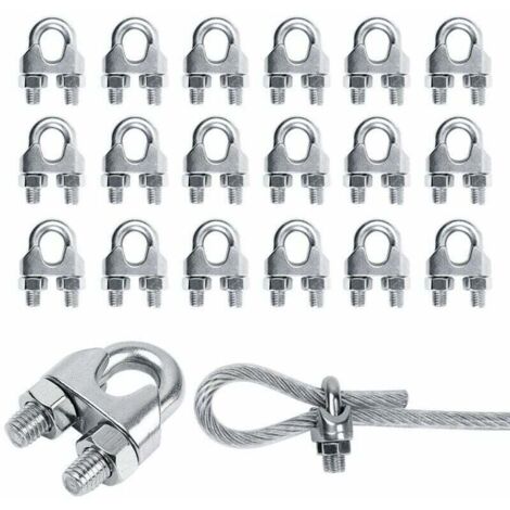 20 pièces M3 pince en acier inoxydable serre-câble serre-câble serre-câble en acier inoxydable serre-câbles en U serre-câble en acier inoxydable pour câble métallique câble en acier cordes en acier