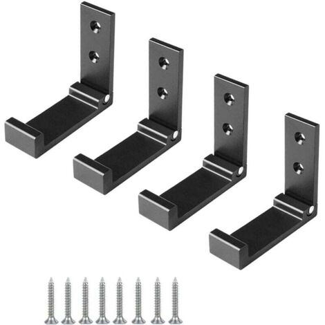 4 Pièces (Noir) Crochet de Suspension Mural en Alliage D'aluminium Patères Pliables à 90 ° avec vis pour Armoire de Porte Murale Cuisine Salle de Bain Bureau Mural Vestiaire Salle de Bain (1/4)
