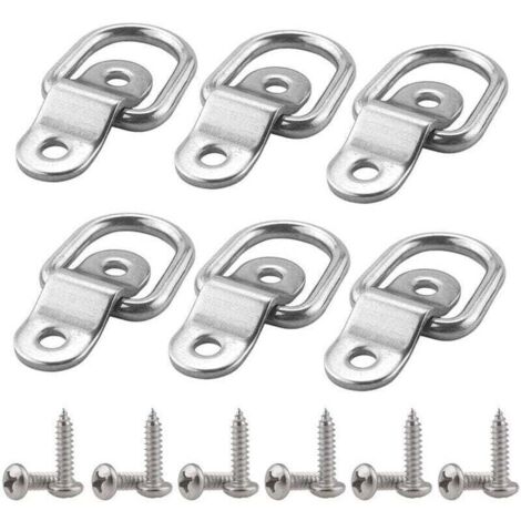 6 Pcs Anneaux Arrimage en Acier Inox D Anneau de Fixation avec Vis pour Remorque Bateaux Voiture Cargaison Autos Camions (1/4)
