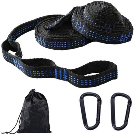1 paire d'ensemble de fixation pour hamac, ensemble de suspension, sangles d'arbre avec 11 boucles, 300 cm 2,5 cm, max 300 kg pour le camping, la randonnée, le pique-nique, les voyages en plein air (1/4)