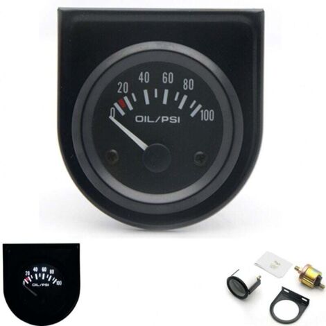 Manometre d'huile automobile reamenagement 52mm Instrument de pression d'huile automobile 0 100PSI Manometre d'huile avec capteurs 12.0V Instrument general automobile compteur de vehicule (1/4)