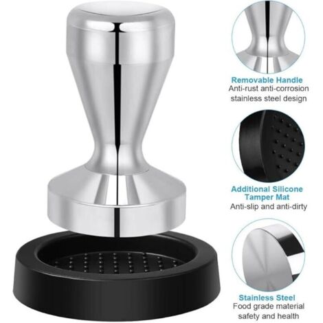 Tamper à Café En Acier Inoxydable De 51mm Avec Poignée En Bois - DUOKON - Compatible Avec Café