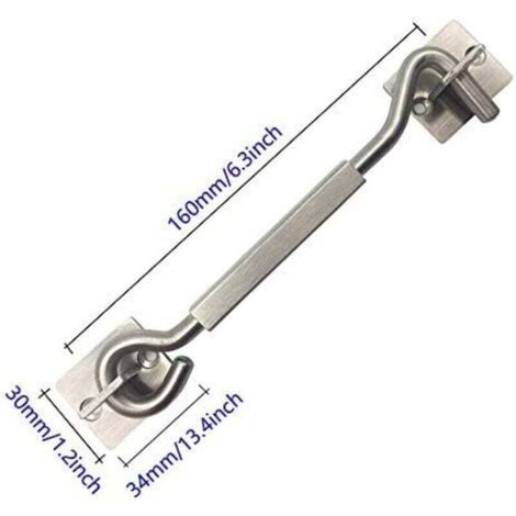 Crochet Et Oeil De Fermeture De Porte Argenté En Acier Inoxydable Crochet De Fenetre De Cabine Pour Porte De Garage 6 Pouces 92033559