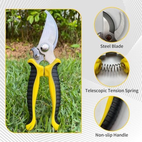 Sécateur De Jardin, Ciseaux Antidérapants Avec Poignée Verrouillable