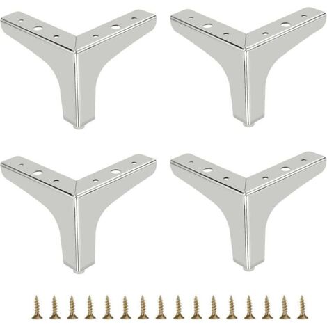 10 cm Pieds de canapé en métal 4 pièces Pieds de Meubles Modernes Pieds de Meuble de canapé Pieds de Rehaussement de Meubles de Bricolage Pieds de Remplacement pour Meuble TV Meuble de canapé, Argent (1/4)