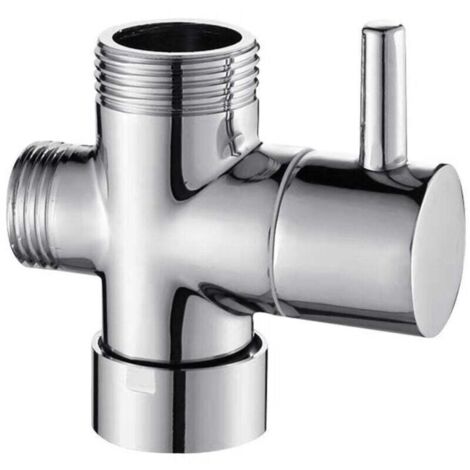 Valve 3 voies en laiton massif G1/2" Douchette Composants de Douche Raccord universels, Chrome DSF007 (1/4)