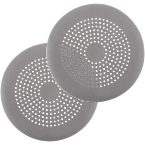 2 attrape-cheveux ronds en silicone avec ventouses, pour salle de bain, baignoire, cuisine, gris