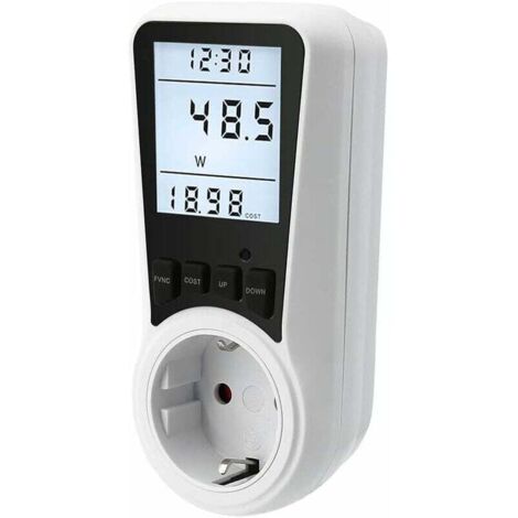 Compteur électrique pour prise de courant, compteur de coût énergétique, compteur de courant, prise de courant, compteur électrique avec écran LCD, 3680 W MAX/16 A (1/4)