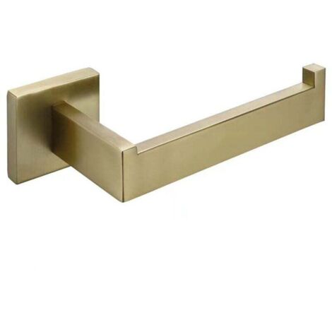 Porte Papier Toilette Poli Laiton Brossé, Acier INOX Porte Rouleau Support Papier Toilette pour Salle De Bain et Cuisine (Carré) (1/4)