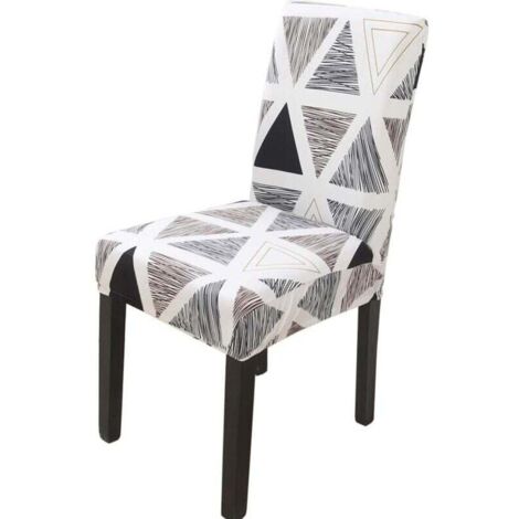 4 Housses de Chaise Douces Lavables pour 4/6 - Pose Elastique Velours Gris Maïs Style A (1/4)